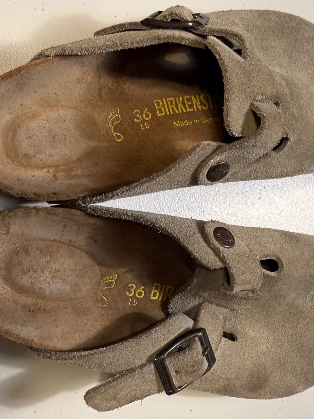 Birkenstock Boston Clogs Size 36 Taupe Suede Mules Slip On Shoes EU 36 L5